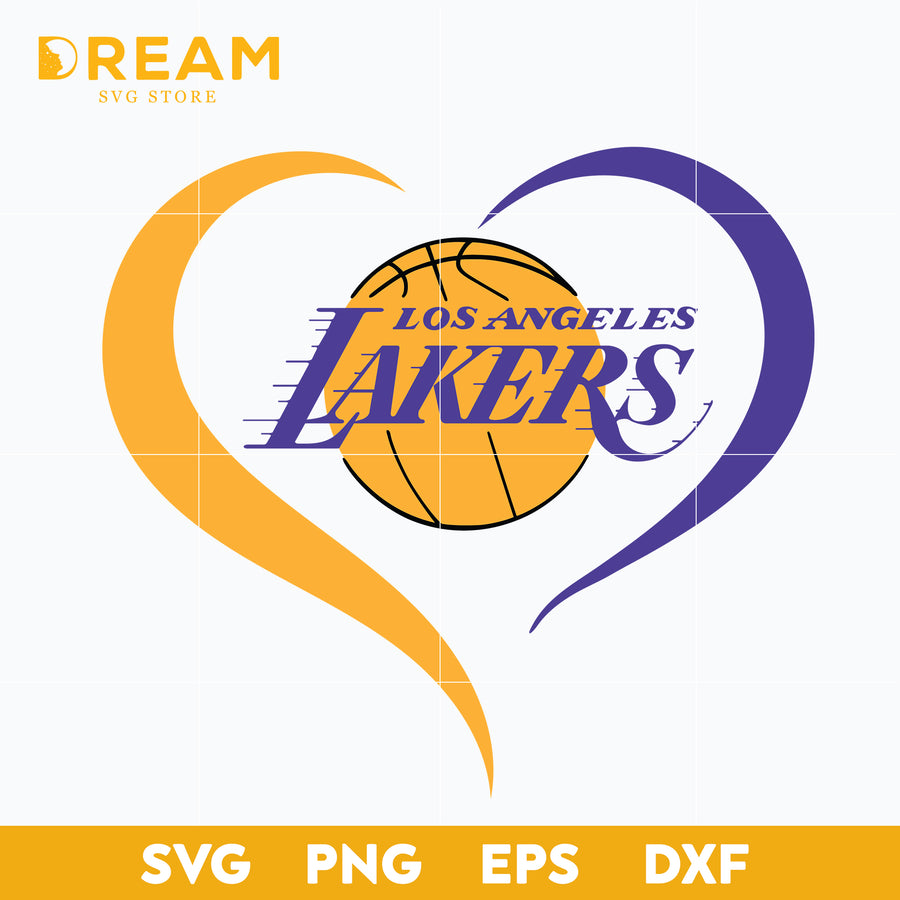 Los Angeles Lakers heart svg, Lakers heart  svg, NBA svg, png, dxf, eps digital file NBA1510203L