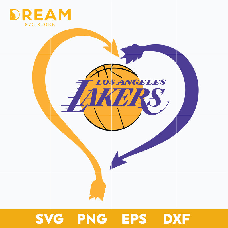 Los Angeles Lakers heart svg, Lakers heart  svg, NBA svg, png, dxf, eps digital file NBA1510204L