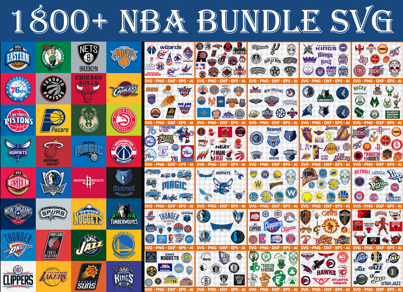 1800 file NBA Bundle Svg, Sport Svg, Bundle Sport Svg, Mega Bundle Sport NBA, All NBA Teams
