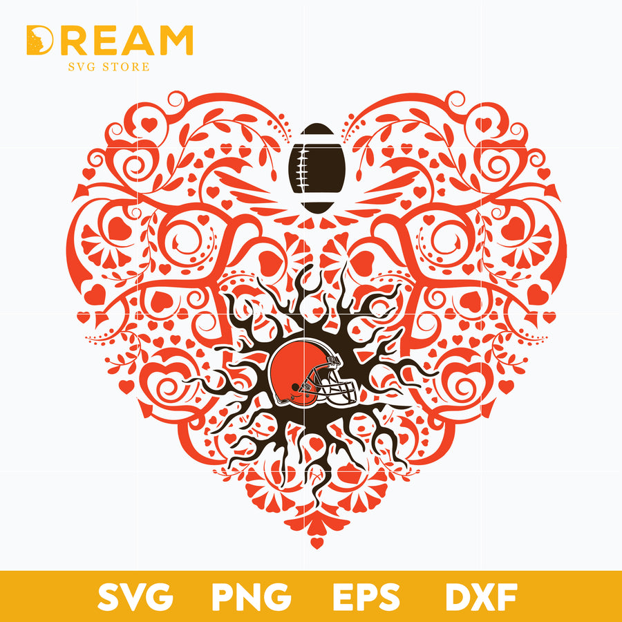 Cleveland Browns heart svg, Browns heart svg, Nfl svg, png, dxf, eps digital file NFL01112010L
