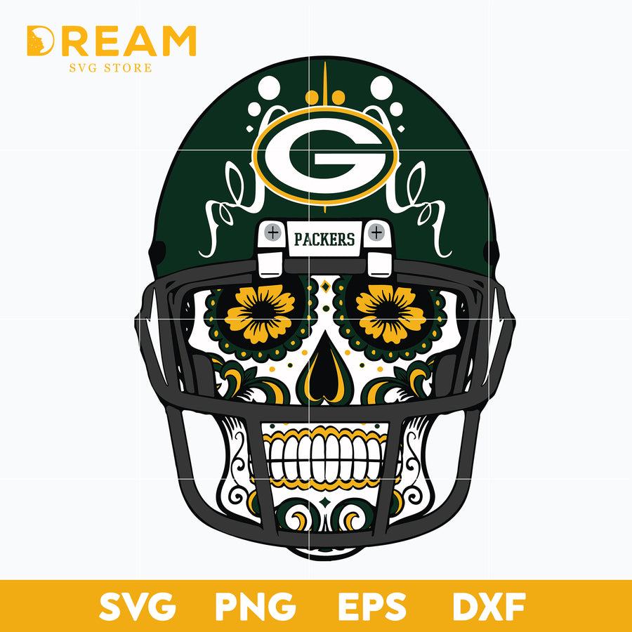 Green Bay Packers skull svg, skull Packers svg, Nfl svg, png, dxf, eps digital file NFL02102015L