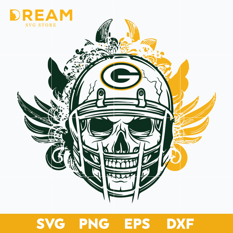 Green Bay Packers skull svg, skull Packers svg, Nfl svg, png, dxf, eps digital file NFL0210201L