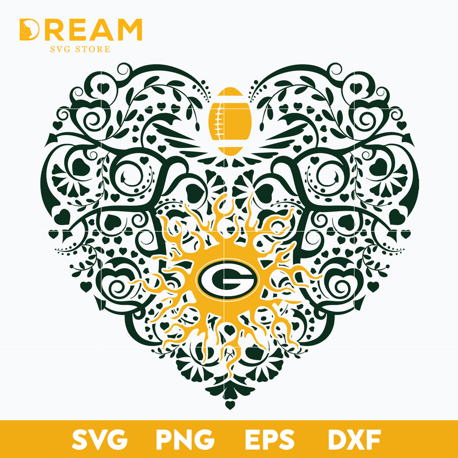 Green Bay Packers heart svg, Packers heart svg, Nfl svg, png, dxf, eps digital file NFL0210202L