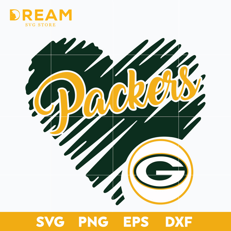 Green Bay Packers heart svg, Packers heart svg, Nfl svg, png, dxf, eps digital file NFL02102030L
