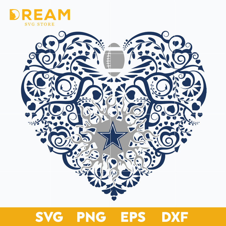 Dallas cowboys heart svg, Cowboys heart svg, Nfl svg, png, dxf, eps digital file NFL0510201L