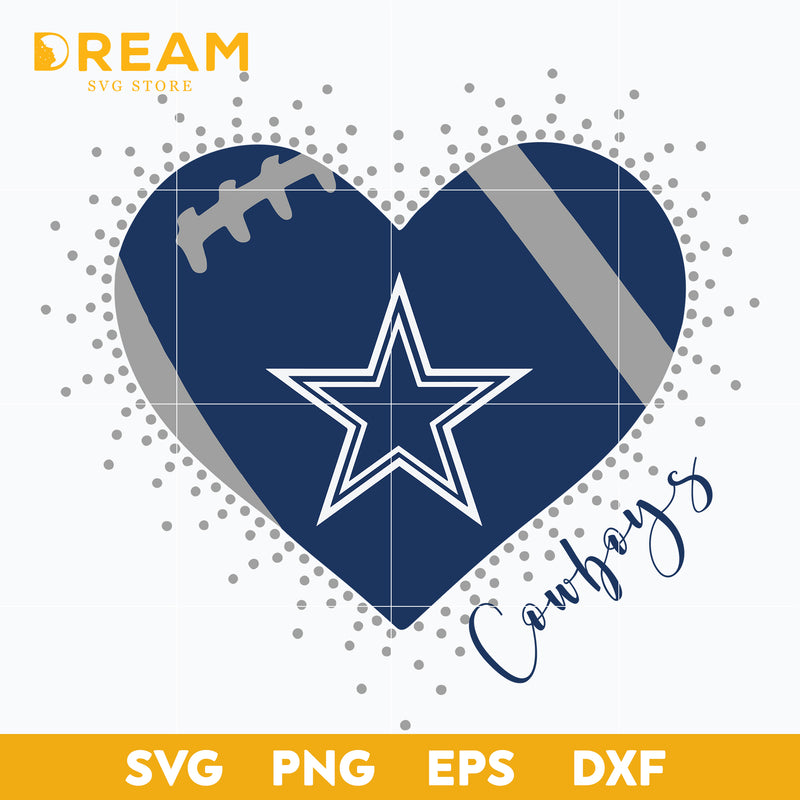 Dallas cowboys heart svg, Cowboys heart svg, Nfl svg, png, dxf, eps digital file NFL0510202L