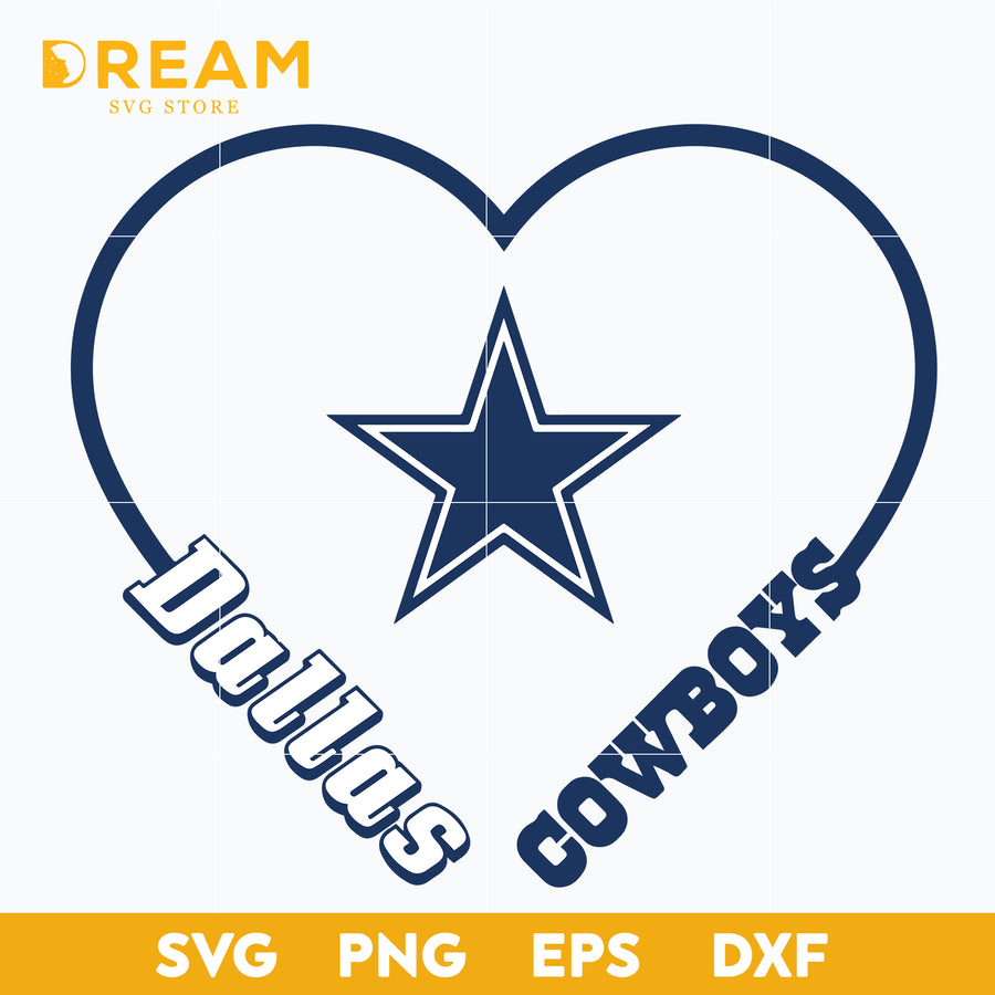 Dallas cowboys heart svg, Cowboys heart svg, Nfl svg, png, dxf, eps digital file NFL05102030L