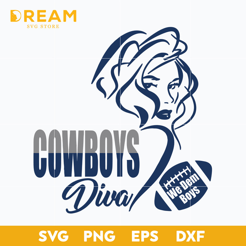 Cowboys diva we dem boys svg, Dallas cowboys svg, Nfl svg, png, dxf, eps digital file NFL05102031L