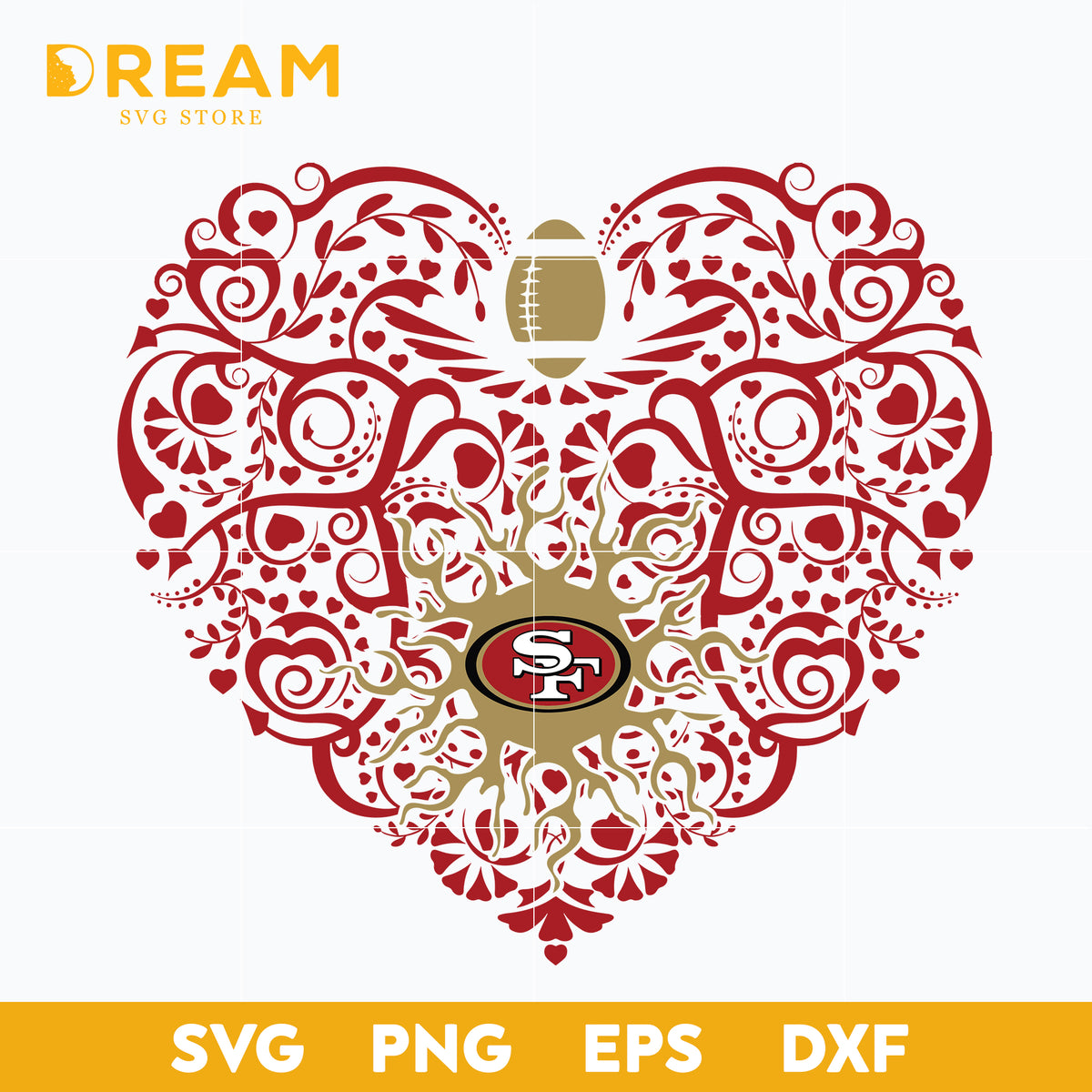 Heart Niners San francisco 49ers heart svg, 49ers heart svg, Nfl svg, png, dxf, eps ...