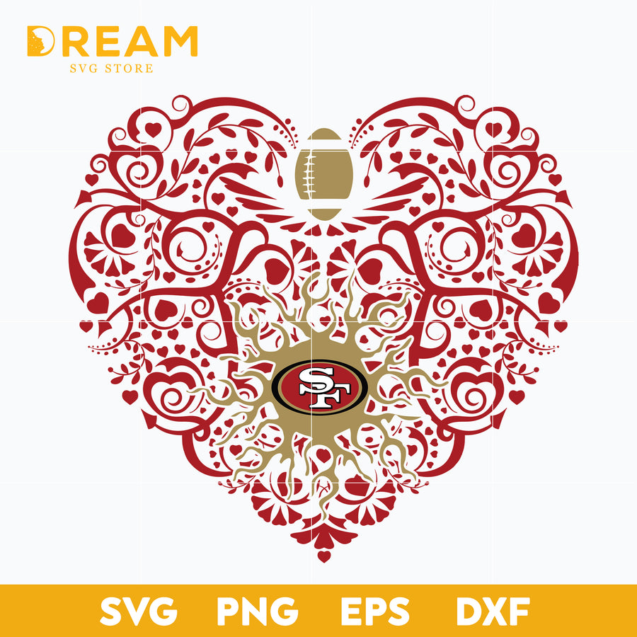 San francisco 49ers heart svg, 49ers heart svg, Nfl svg, png, dxf, eps digital file NFL0710202026L