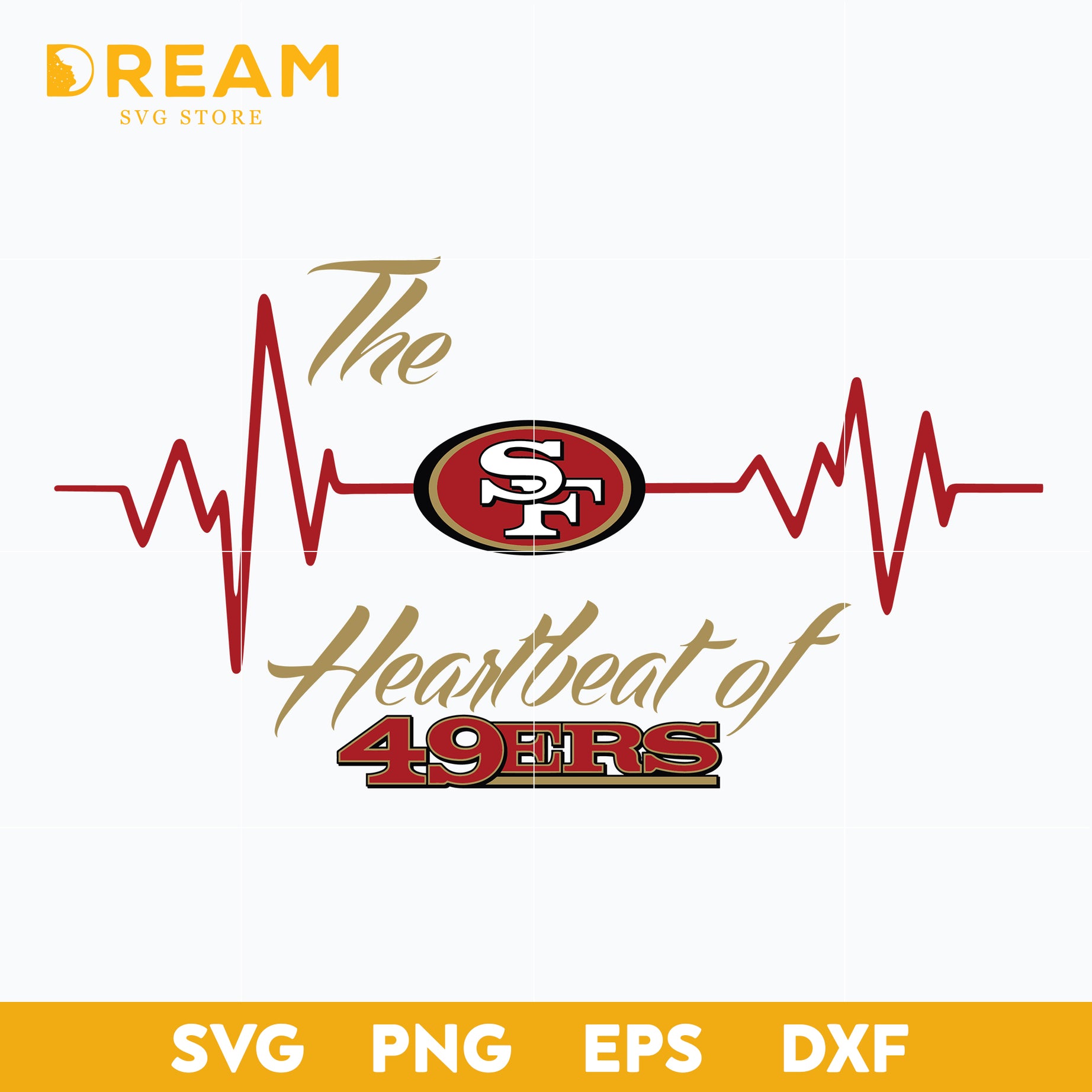 The heartbeat of 49ers svg, 49ers svg, Nfl svg, png, dxf, eps digital file NFL071020202L