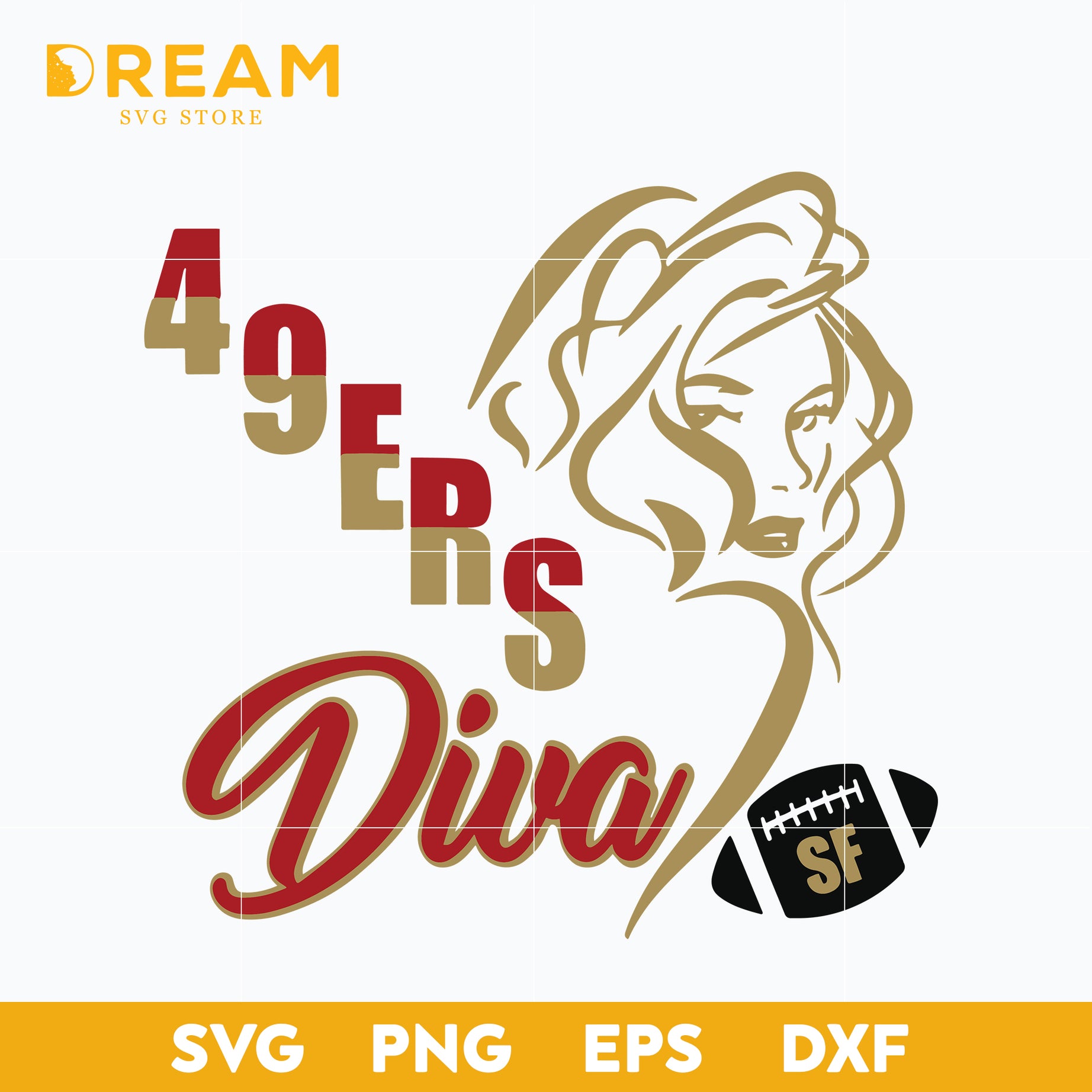 49ers diva svg, 49ers svg, Nfl svg, png, dxf, eps digital file NFL0710202038L