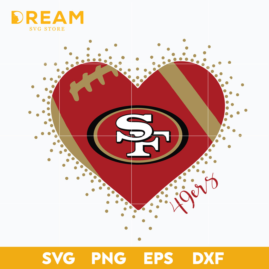 San francisco 49ers heart svg, 49ers heart svg, Nfl svg, png, dxf, eps digital file NFL071020203L