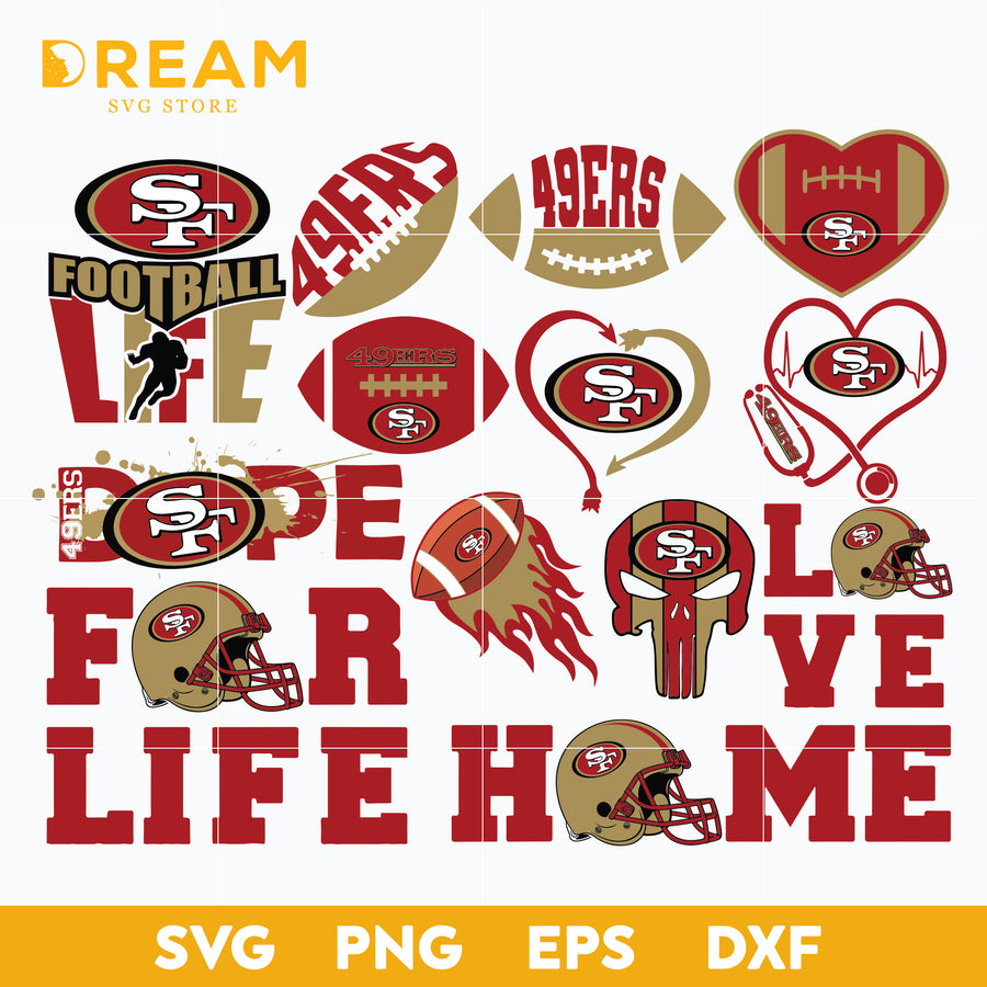 San francisco 49ers bundle svg, 49ers bundle svg, Nfl svg, png, dxf, eps digital file NFL0710202045L