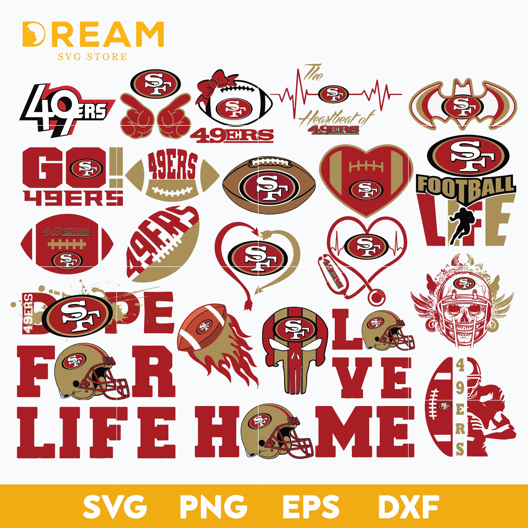 San francisco 49ers bundle svg, 49ers bundle svg, Nfl svg, png, dxf, eps digital file NFL0710202049L