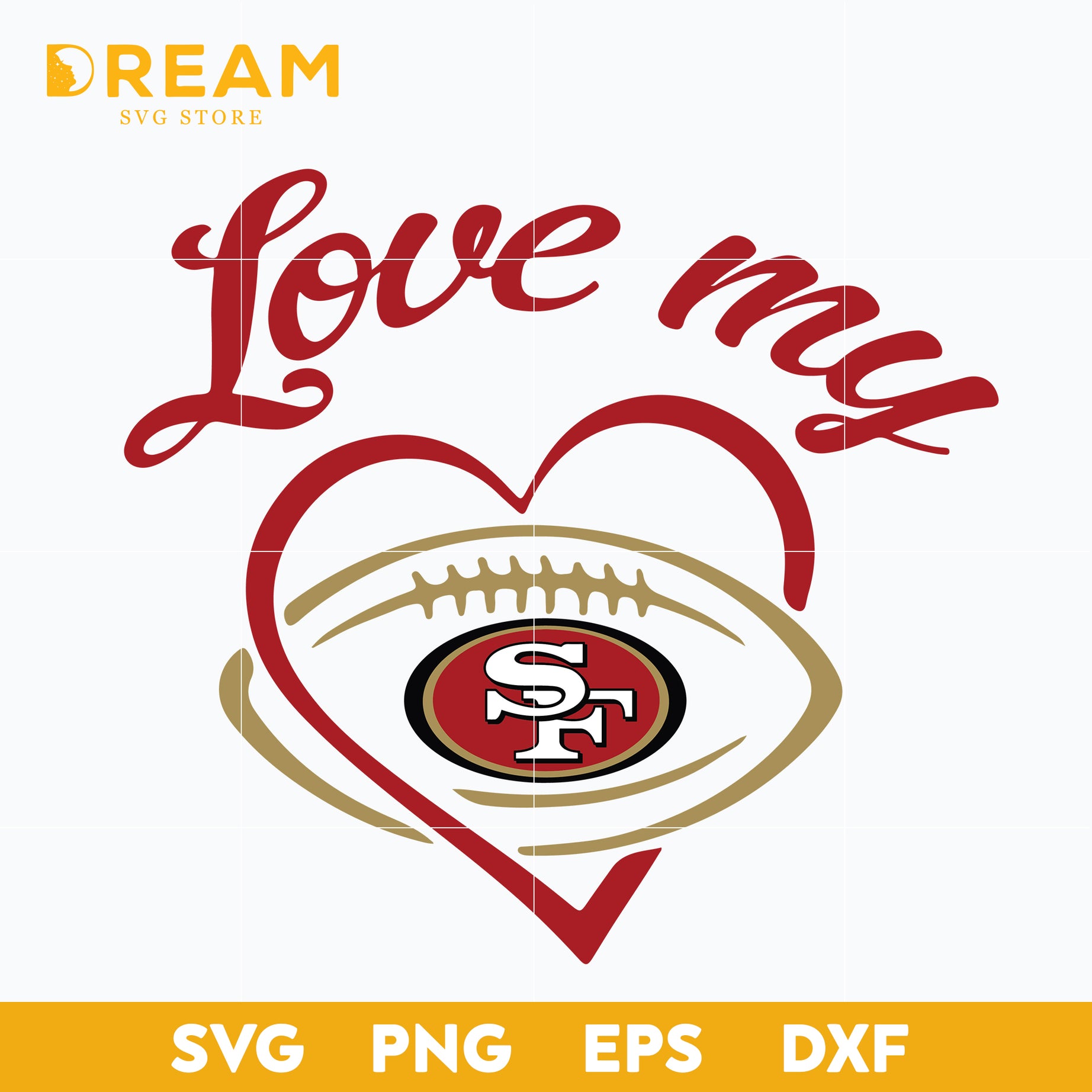 Love my San francisco 49ers svg, 49ers heart svg, Nfl svg, png, dxf, eps digital file NFL071020204L