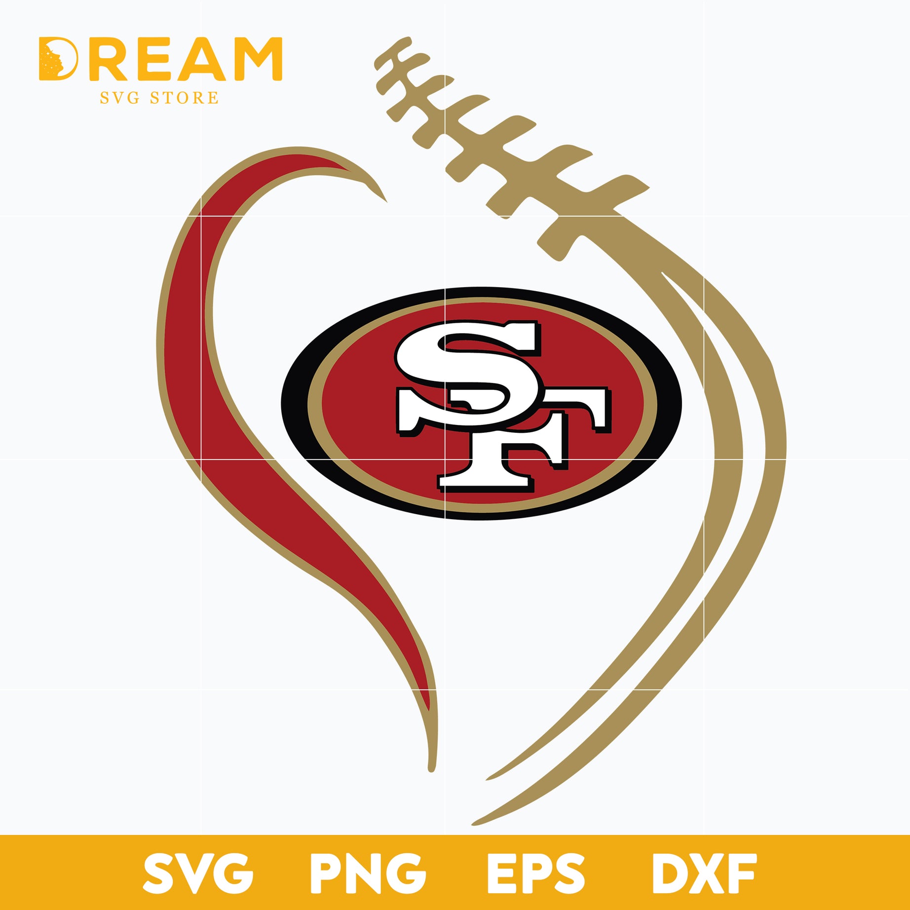 San francisco 49ers heart svg, 49ers heart svg, Nfl svg, png, dxf, eps digital file NFL071020205L