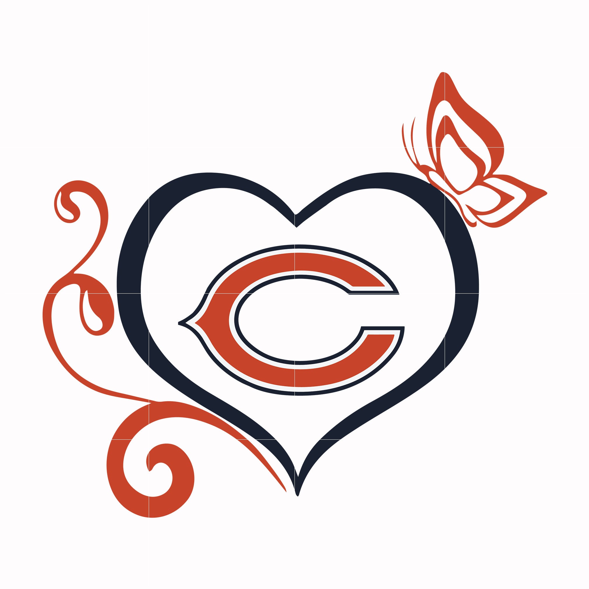 Chicago Bears heart butterfly svg, Chicago Bears svg, Bears svg, Sport svg, Nfl svg, png, dxf, eps digital file NFL1912207L