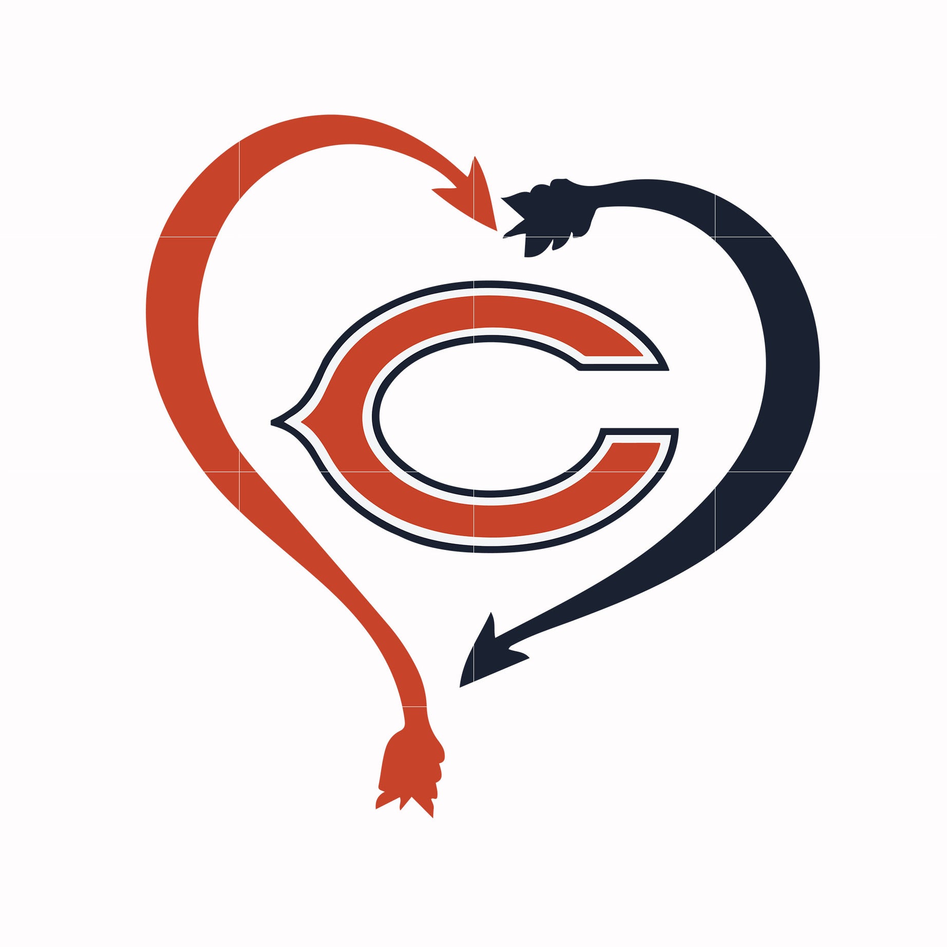 Chicago Bears heart svg, Chicago Bears svg, Bears svg, Sport svg, Nfl svg, png, dxf, eps digital file NFL1912208L