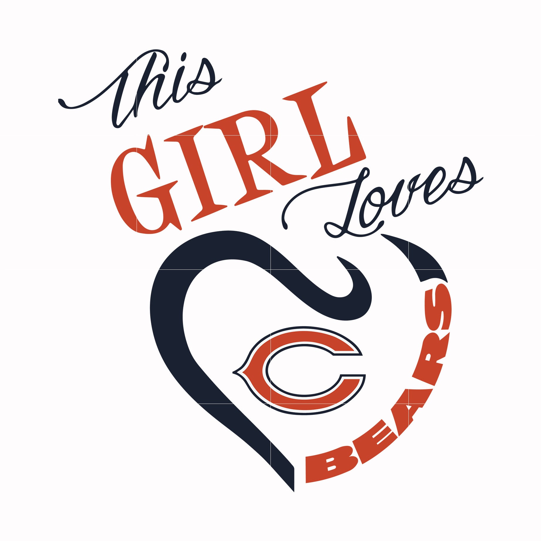 This girl loves Chicago Bears svg, Chicago Bears heart svg, Chicago Bears svg, Bears svg, Sport svg, Nfl svg, png, dxf, eps digital file NFL1912209L