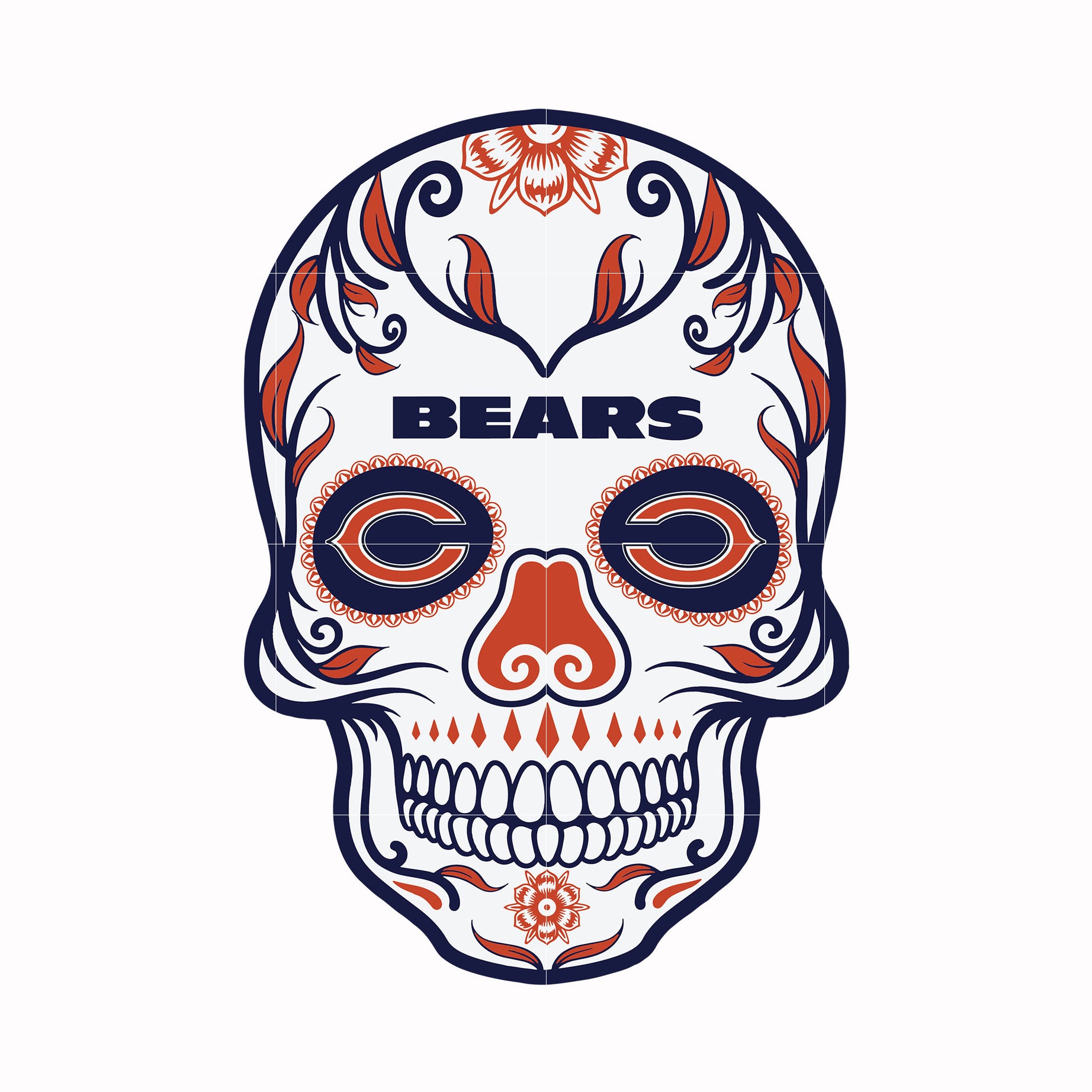 Chicago Bears skull svg, Chicago Bears svg, Bears svg, Skull svg, Sport svg, Nfl svg, png, dxf, eps digital file NFL19122010L