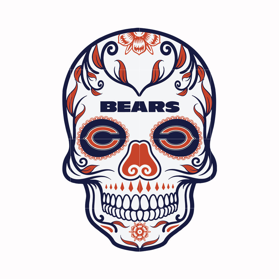 Chicago Bears skull svg, Chicago Bears svg, Bears svg, Skull svg, Sport svg, Nfl svg, png, dxf, eps digital file NFL19122010L
