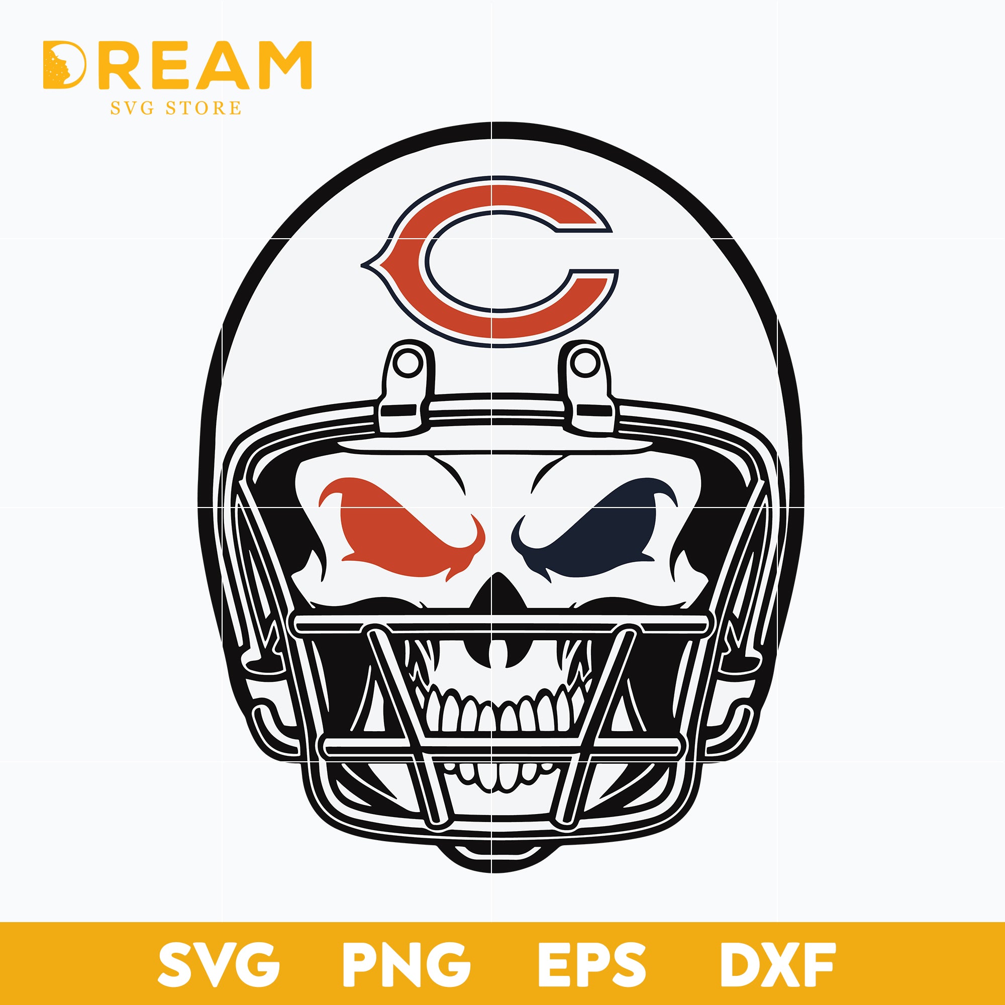 Chicago Bears skull svg, Chicago Bears svg, Bears svg, Skull svg, Sport svg, Nfl svg, png, dxf, eps digital file NFL19122019L