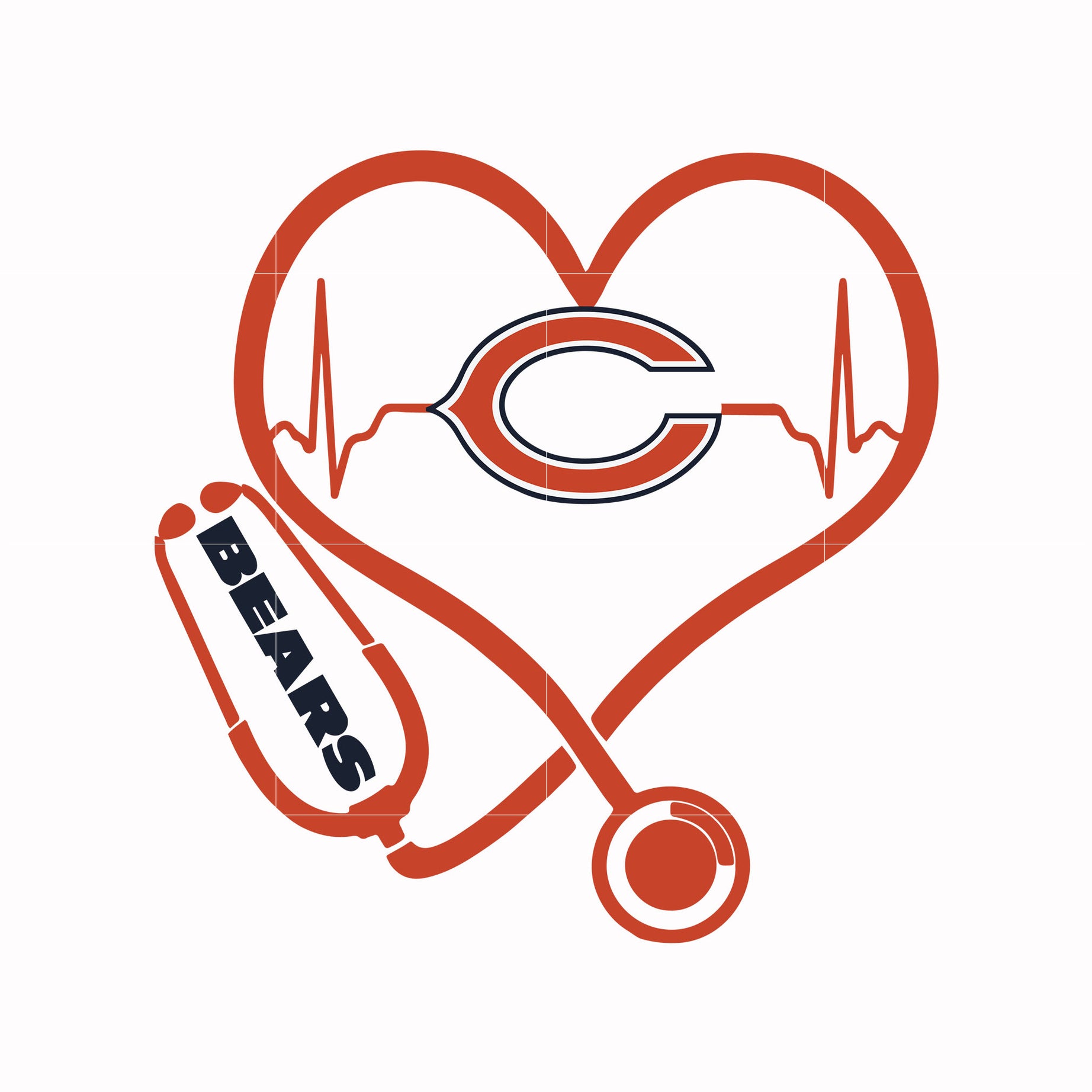Chicago Bears heart svg, Chicago Bears svg, Bears svg, Sport svg, Nfl svg, png, dxf, eps digital file NFL19122033L