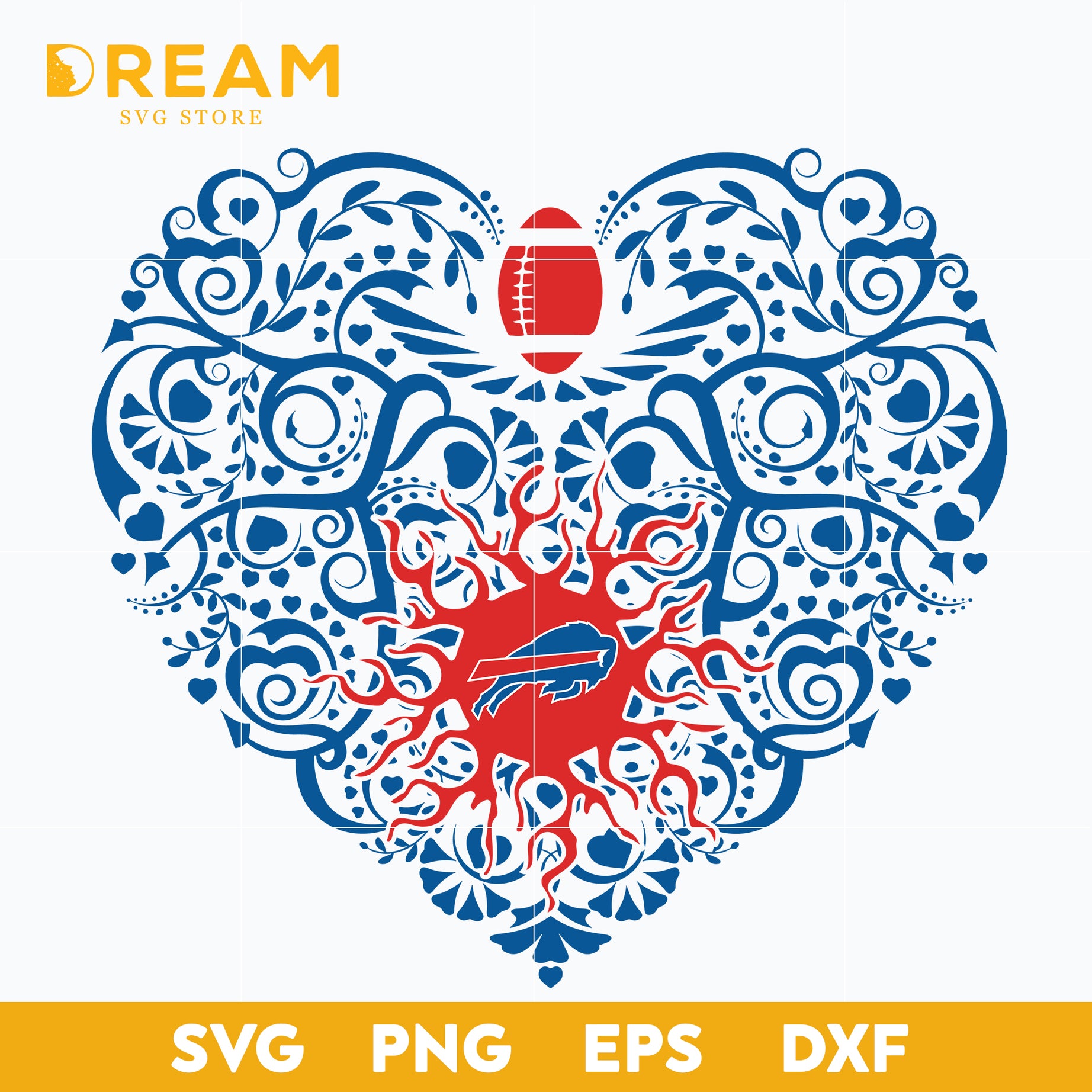 Buffalo Bills heart svg, Bills heart svg, Nfl svg, png, dxf, eps digital file NFL13102031L