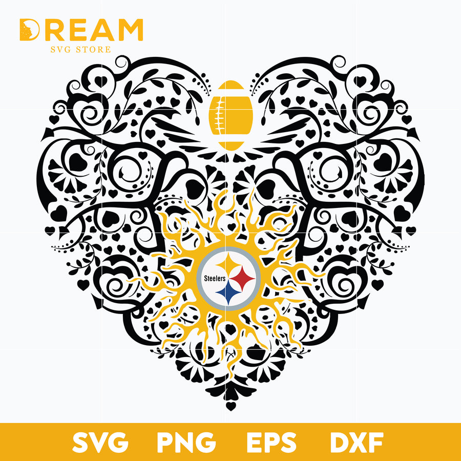 Pittsburgh Steelers heart svg, Steelers svg, Nfl svg, png, dxf, eps digital file NFL17122015L