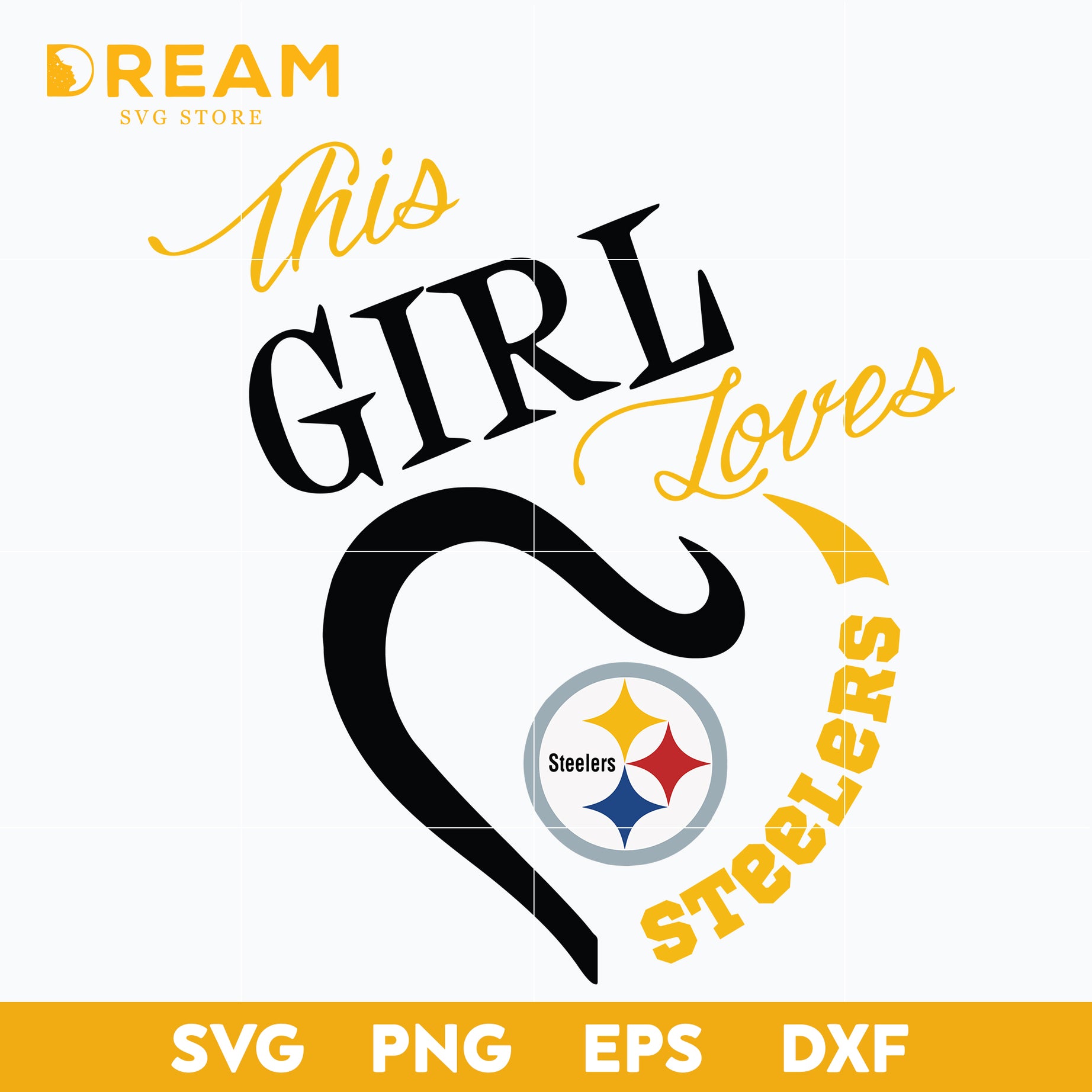Pittsburgh Steelers heart svg, Steelers svg, Nfl svg, png, dxf, eps digital file NFL1712201L