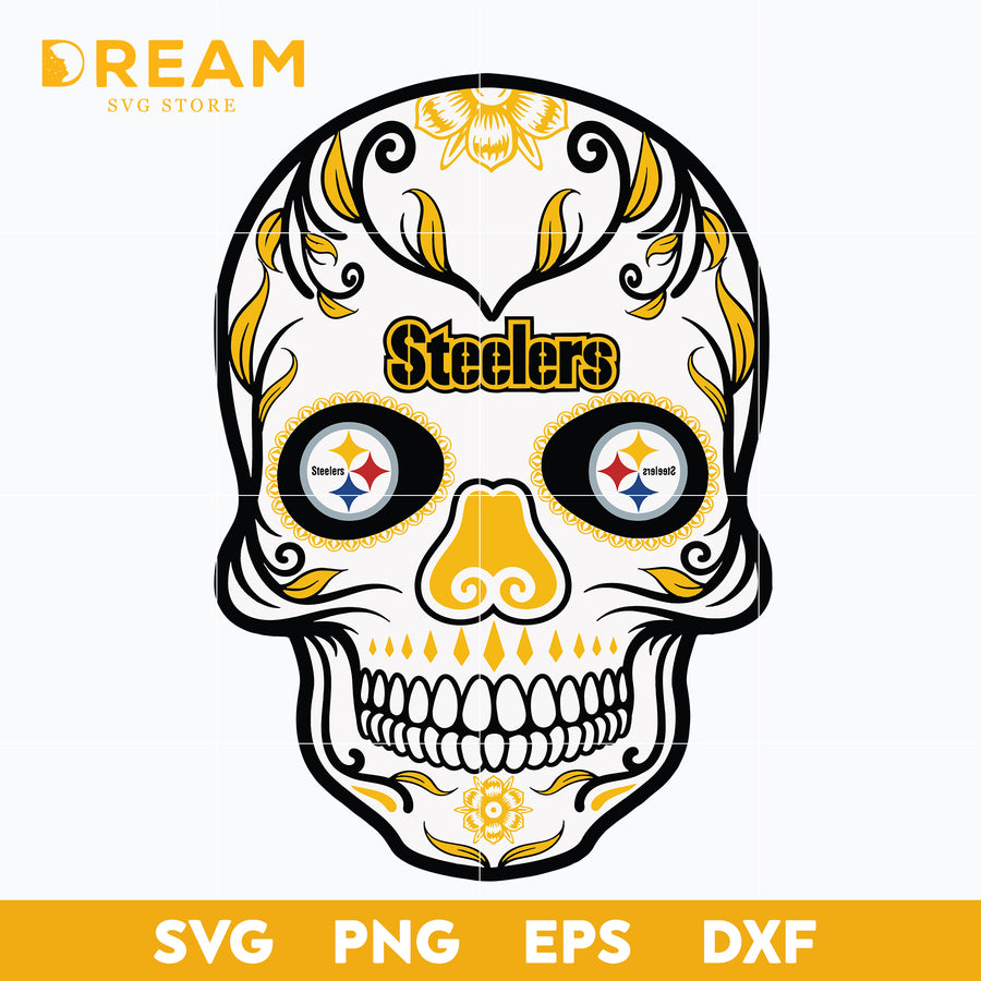 Pittsburgh Steelers skull svg, Steelers svg, Nfl svg, png, dxf, eps digital file NFL17122036L