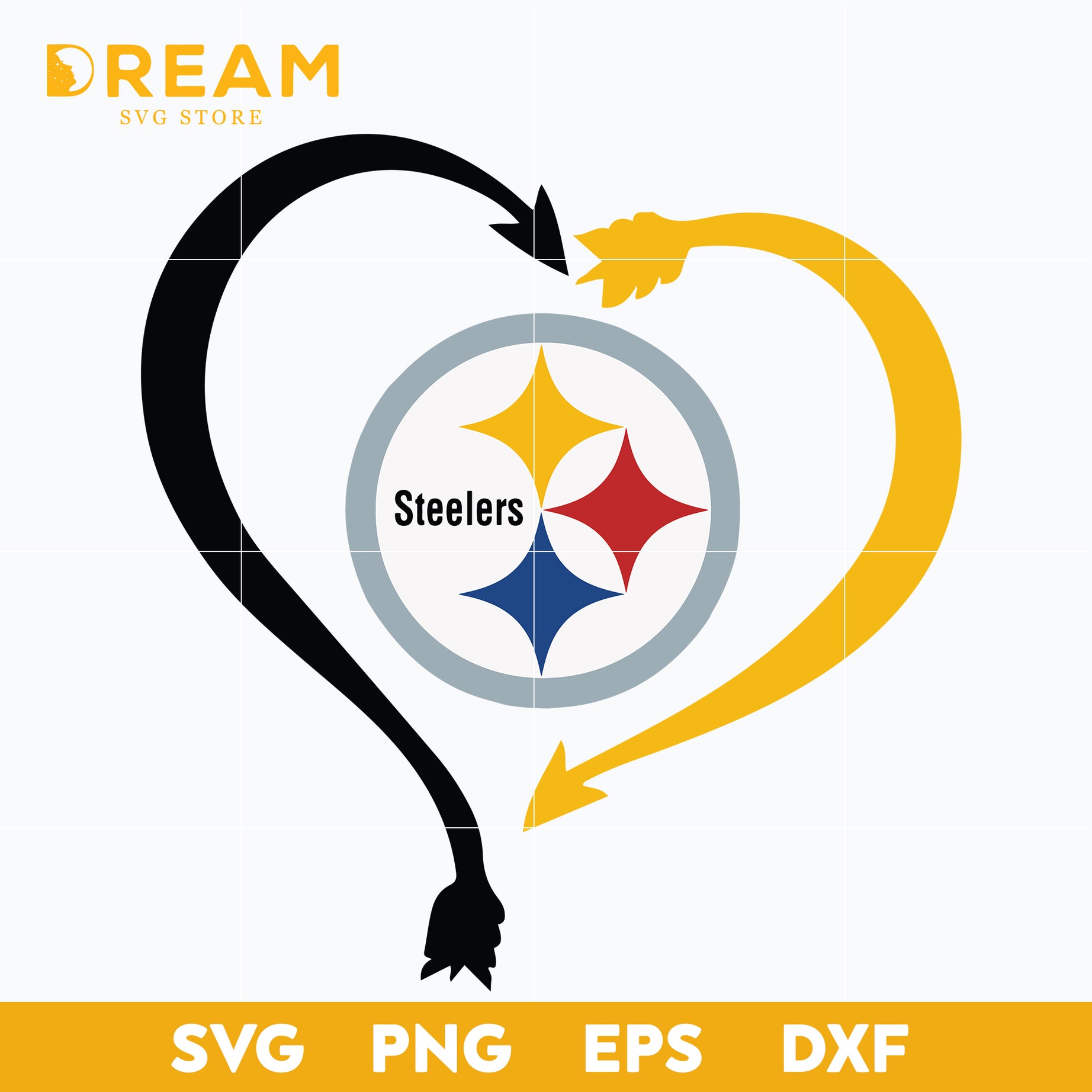 Pittsburgh Steelers heart svg, Steelers svg, Nfl svg, png, dxf, eps digital file NFL1712206L