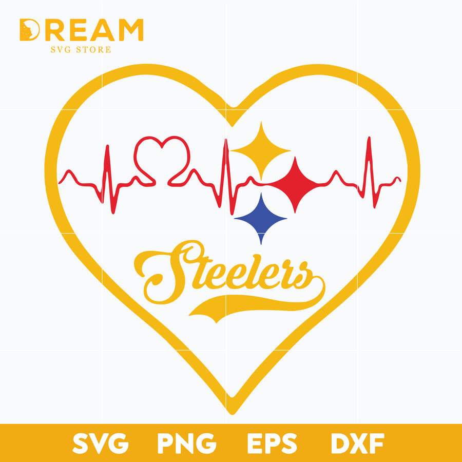 Pittsburgh Steelers heart svg, Steelers svg, Nfl svg, png, dxf, eps digital file NFL1712208L