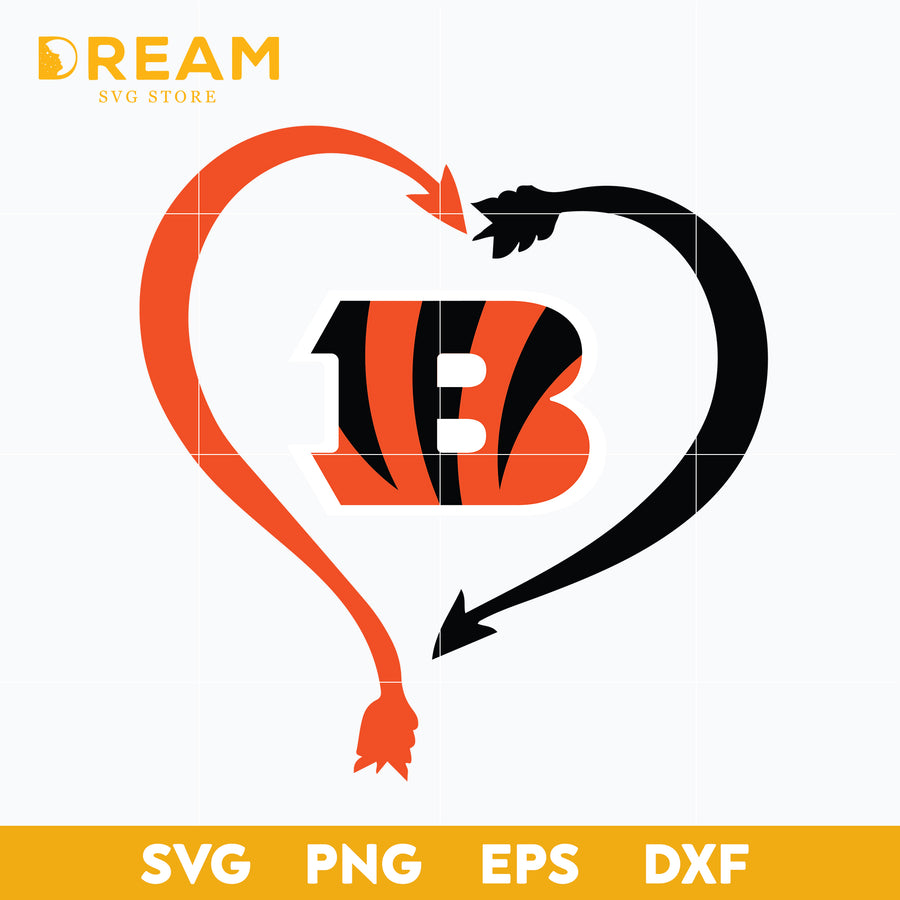 Cincinnati Bengals heart svg, Cincinnati Bengals svg, Bengals svg, Sport svg, Nfl svg, png, dxf, eps digital file NFL21122054L