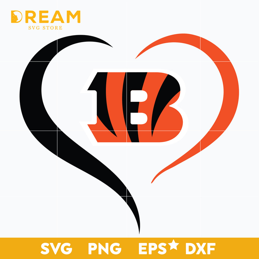 Cincinnati Bengals heart svg, Cincinnati Bengals svg, Bengals svg, Sport svg, Nfl svg, png, dxf, eps digital file NFL21122056L