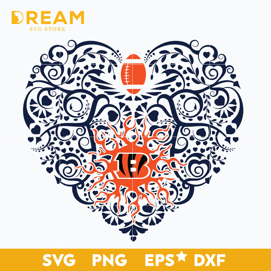 Cincinnati Bengals heart svg, Cincinnati Bengals svg, Bengals svg, Sport svg, Nfl svg, png, dxf, eps digital file NFL21122059L