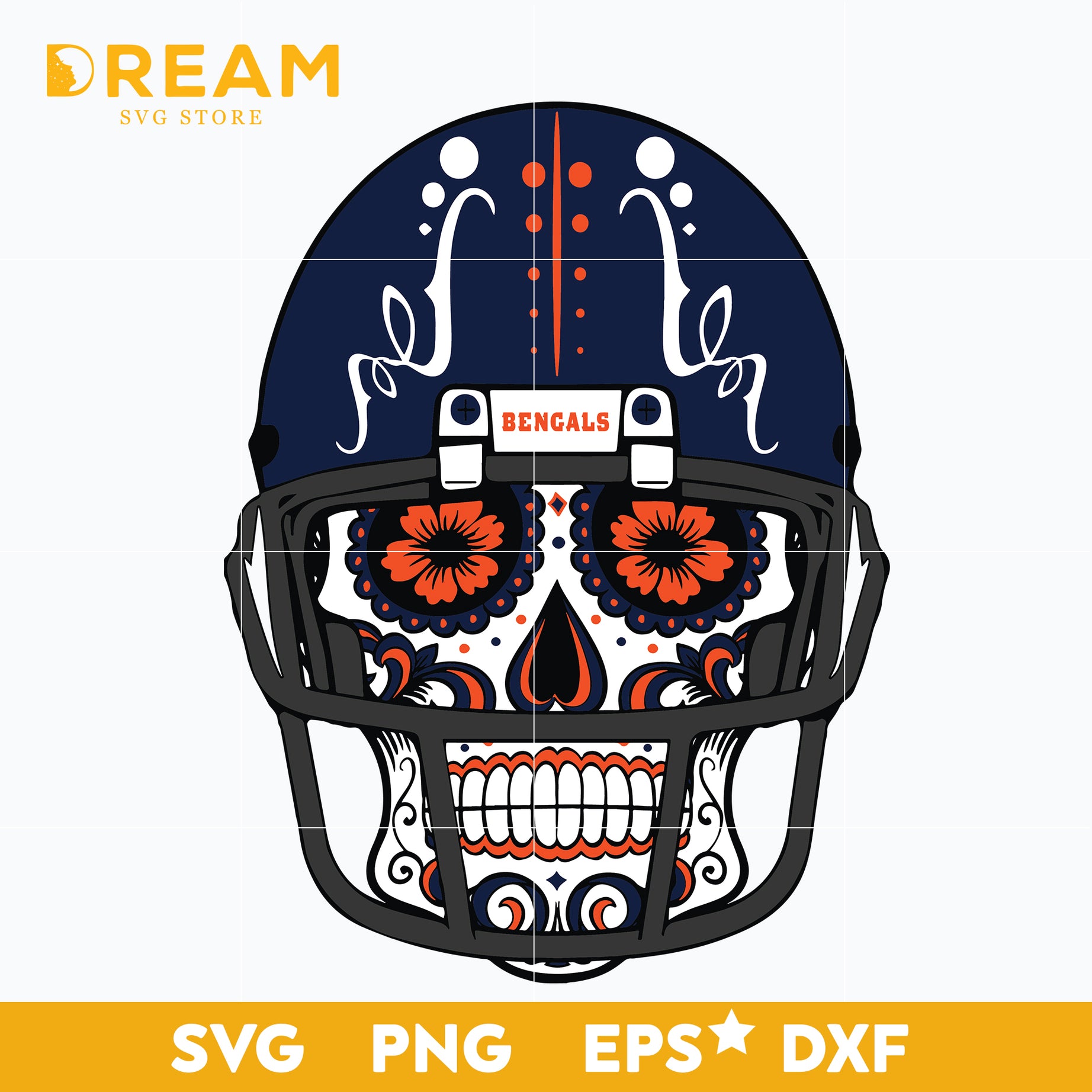 Cincinnati Bengals skull svg, Cincinnati Bengals svg, Bengals svg, Skull svg, Sport svg, Nfl svg, png, dxf, eps digital file NFL21122065L