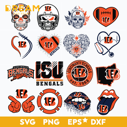 Cincinnati Bengals Bundle svg, Cincinnati Bengals svg, Bengals svg, Sport svg, Nfl svg, png, dxf, eps digital file NFL21122083L
