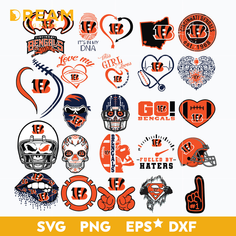Cincinnati Bengals Bundle svg, Cincinnati Bengals svg, Bengals svg, Sport svg, Nfl svg, png, dxf, eps digital file NFL21122086L