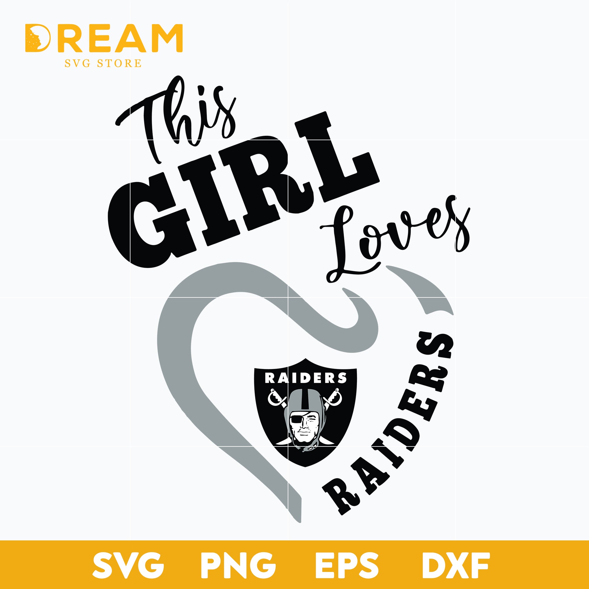 This girl loves raider svg, Las Vegas Raiders heart svg, Raiders heart svg, Nfl svg, png, dxf, eps digital file NFL1810207L