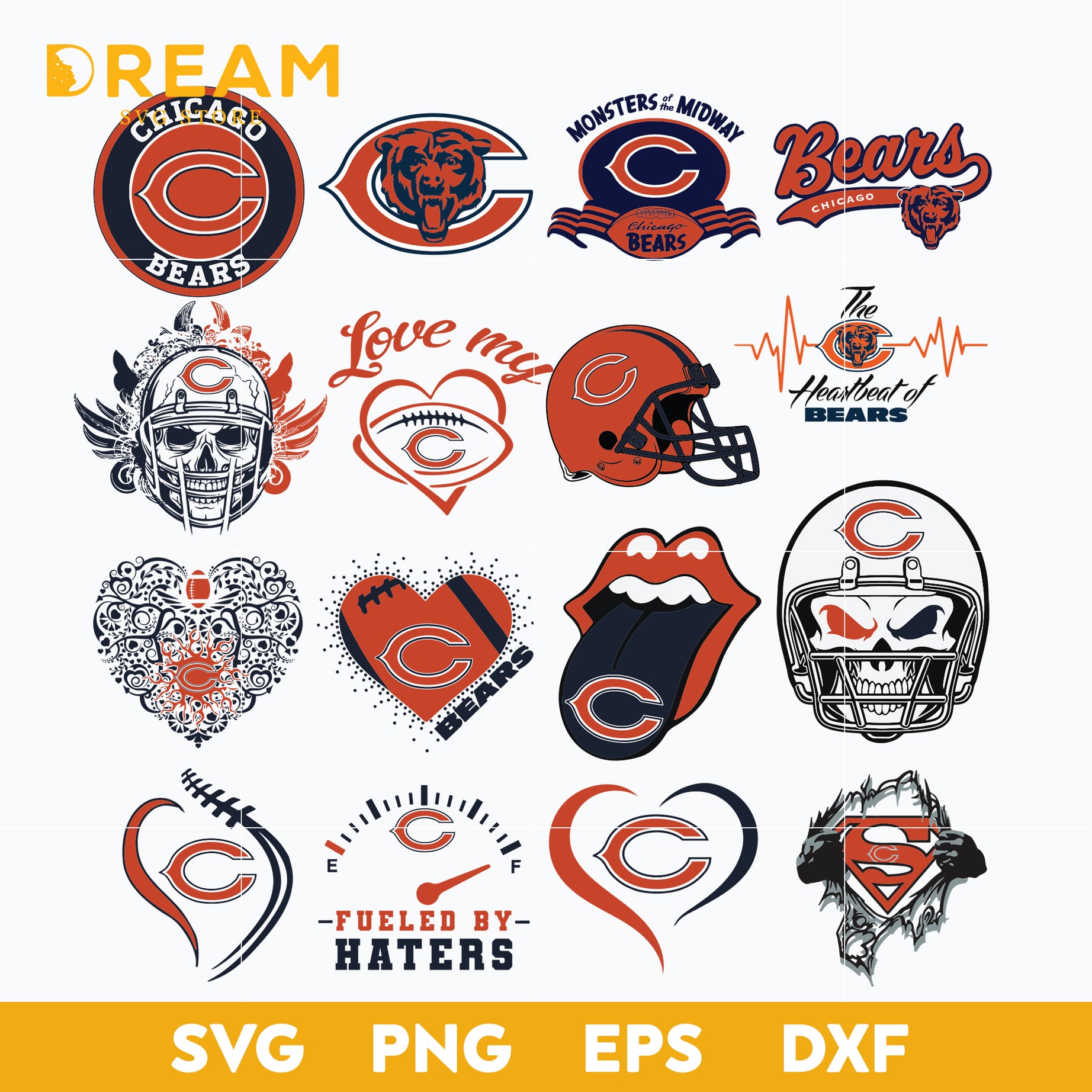 Chicago Bears Bundle svg, Chicago Bears svg, Bears svg, Sport svg, Nfl svg, png, dxf, eps digital file NFL19122040L