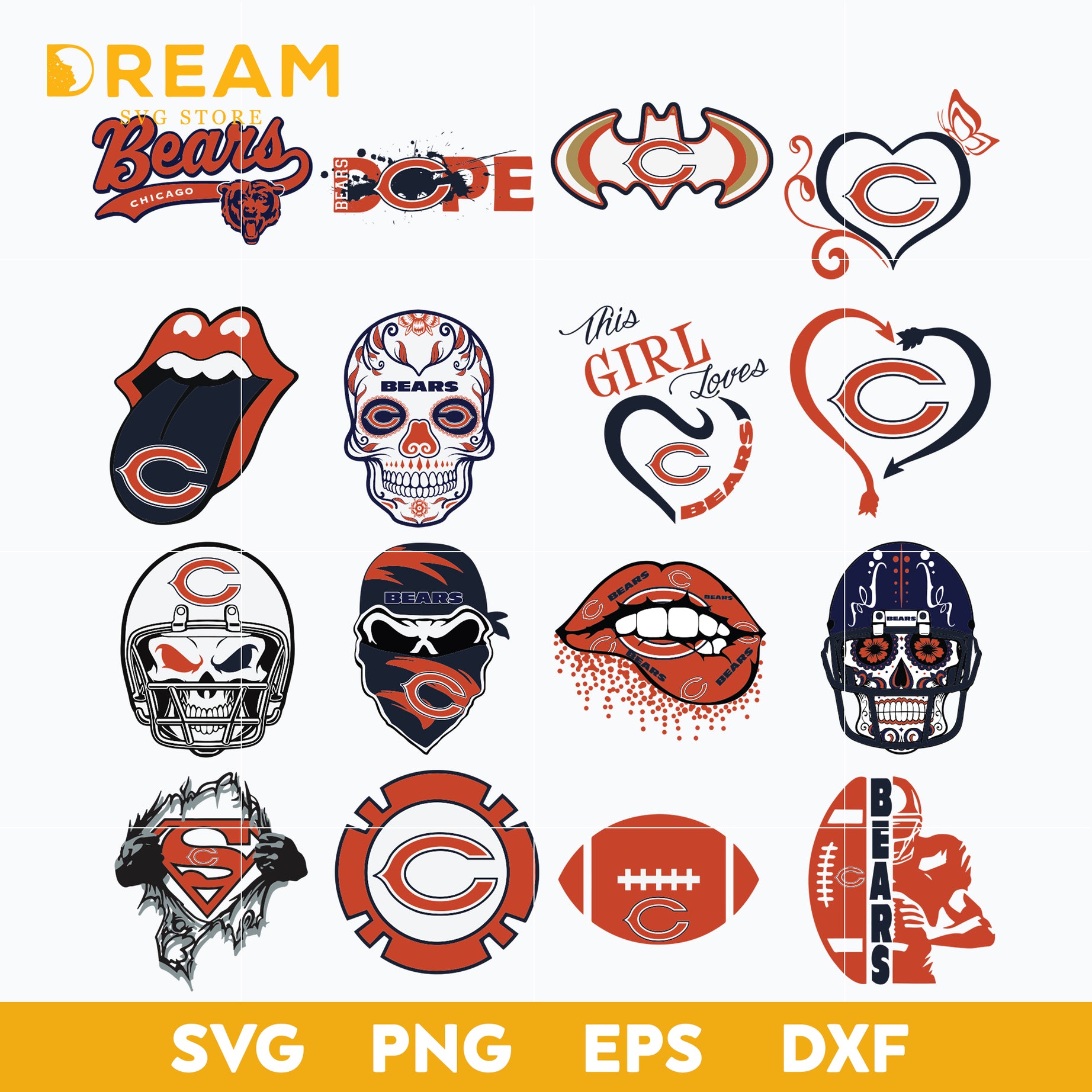 Chicago Bears Bundle svg, Chicago Bears svg, Bears svg, Sport svg, Nfl svg, png, dxf, eps digital file NFL19122041L