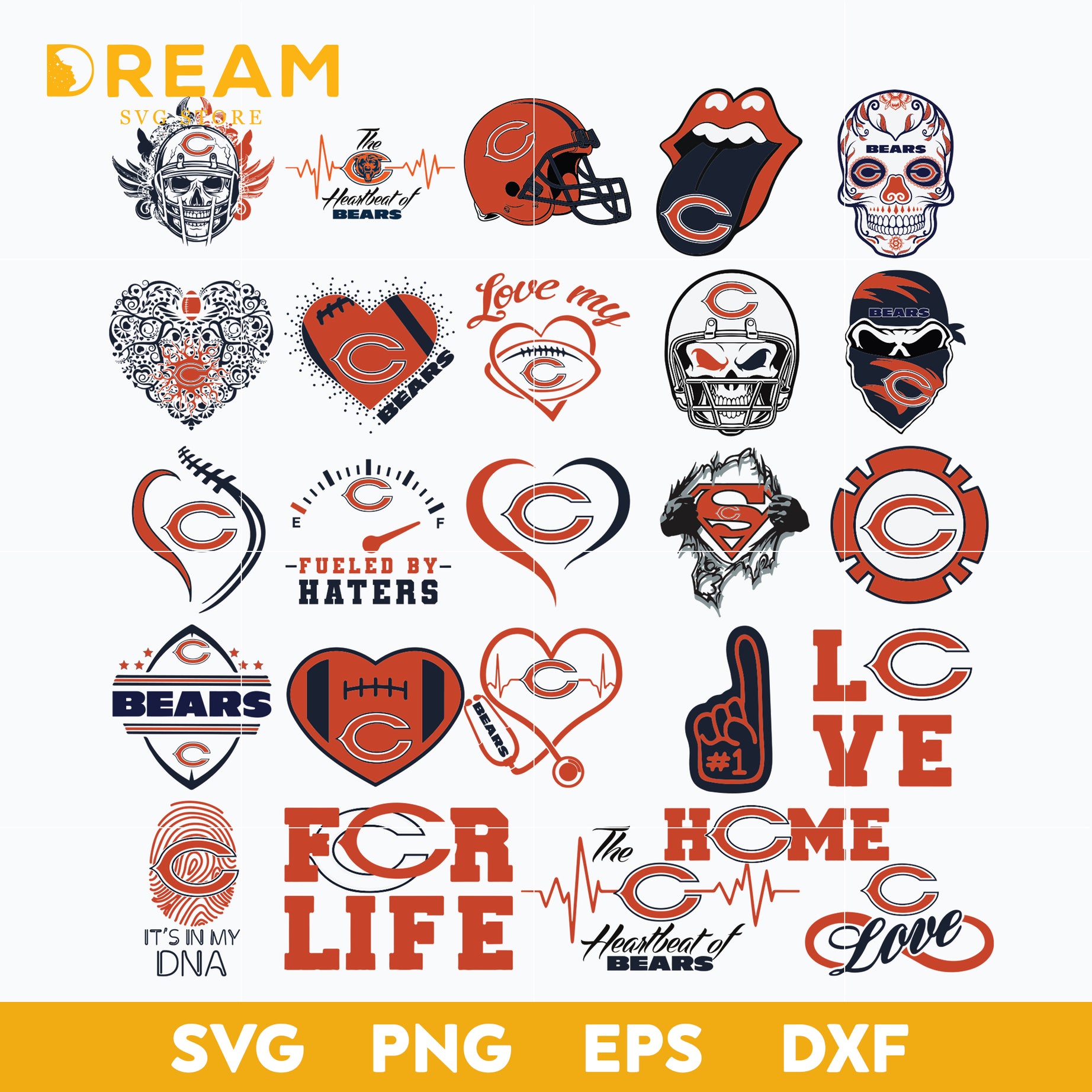 Chicago Bears Bundle svg, Chicago Bears svg, Bears svg, Sport svg, Nfl svg, png, dxf, eps digital file NFL19122042L