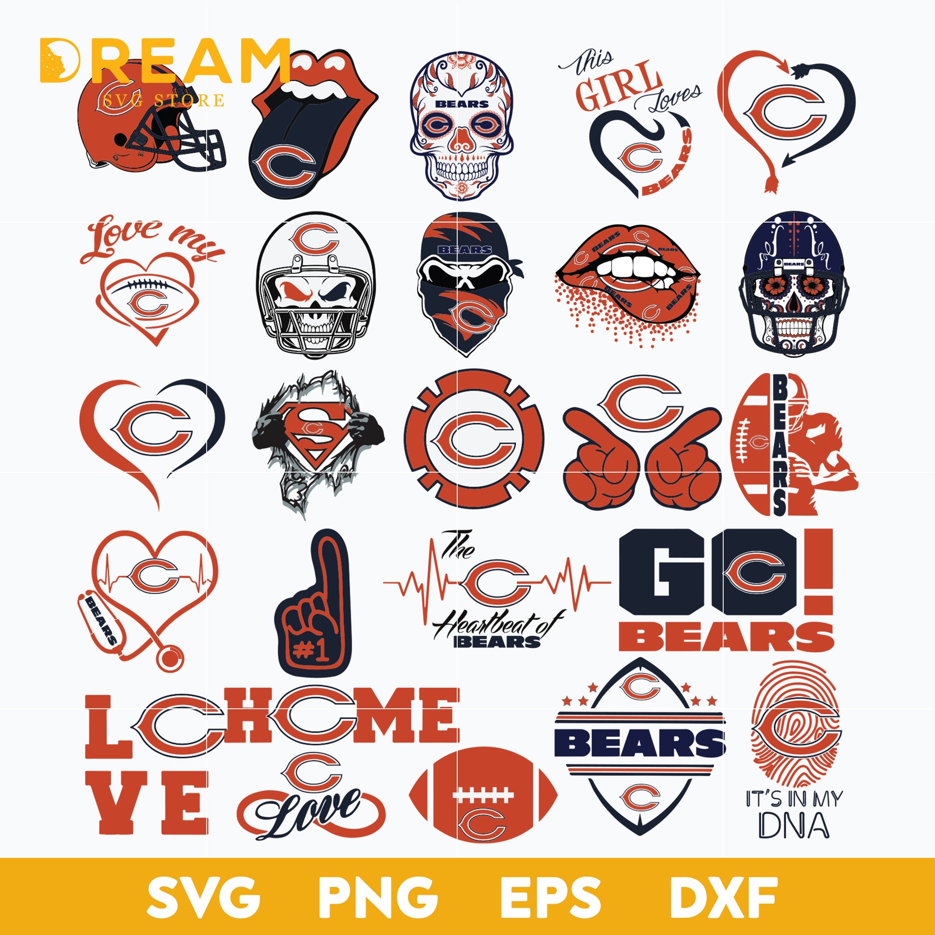 Chicago Bears Bundle svg, Chicago Bears svg, Bears svg, Sport svg, Nfl svg, png, dxf, eps digital file NFL19122043L
