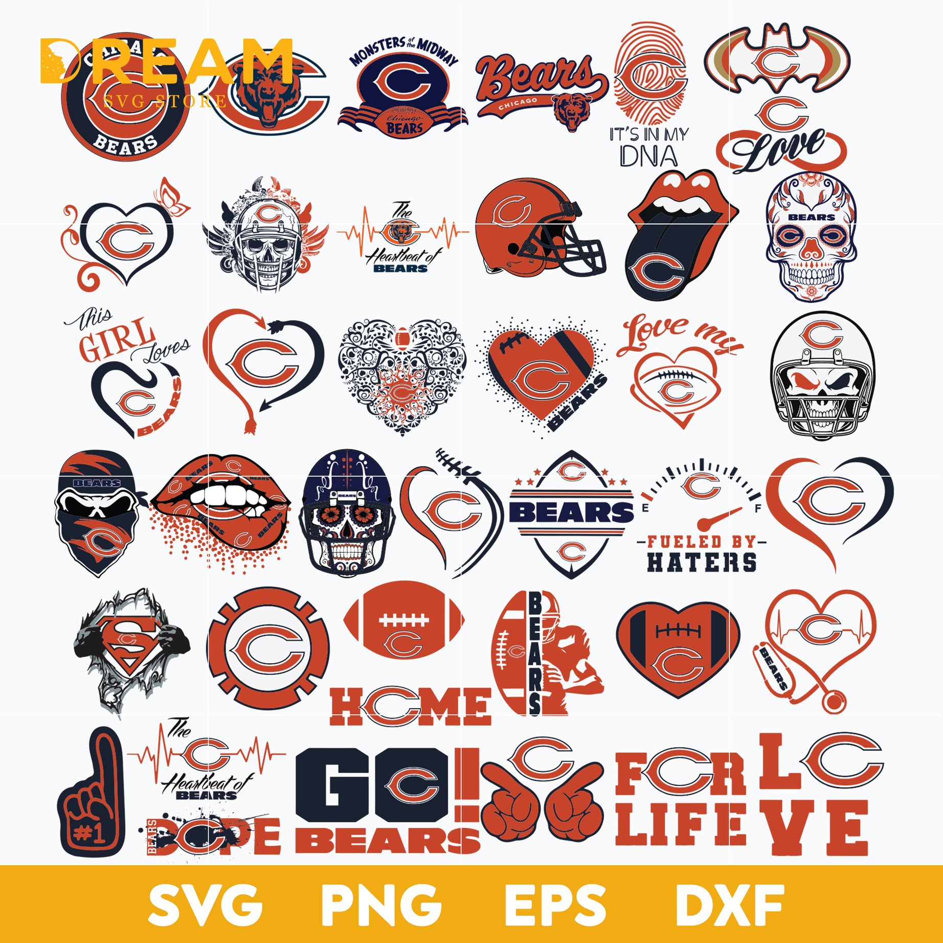 Chicago Bears Bundle svg, Chicago Bears svg, Bears svg, Sport svg, Nfl svg, png, dxf, eps digital file NFL19122044L