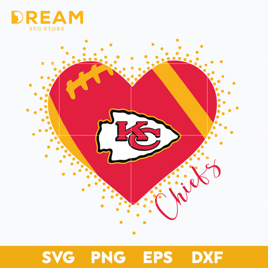 Kansas City Chiefs heart svg, Chiefs heart svg, Nfl svg, png, dxf, eps digital file NFL2110202L