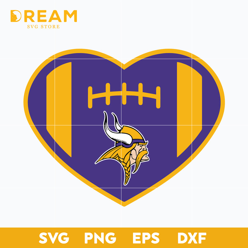 Minnesota Vikings heart svg, Vikings heart svg, Nfl svg, png, dxf, eps digital file NFL23102028L