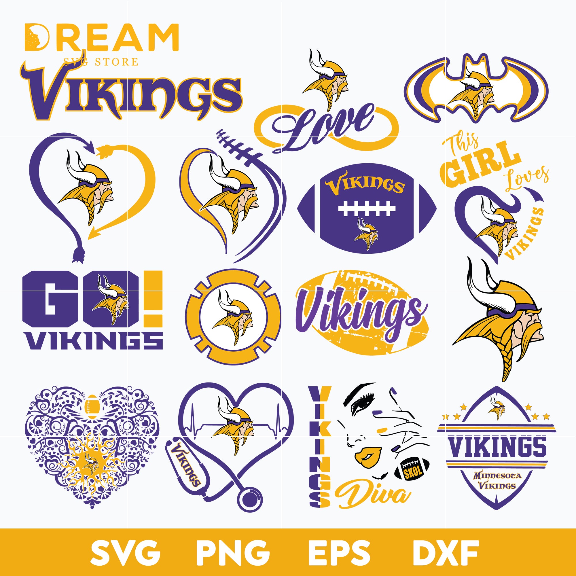 Minnesota Vikings bundle svg, Vikings bundle svg, Nfl svg, png, dxf, e ...