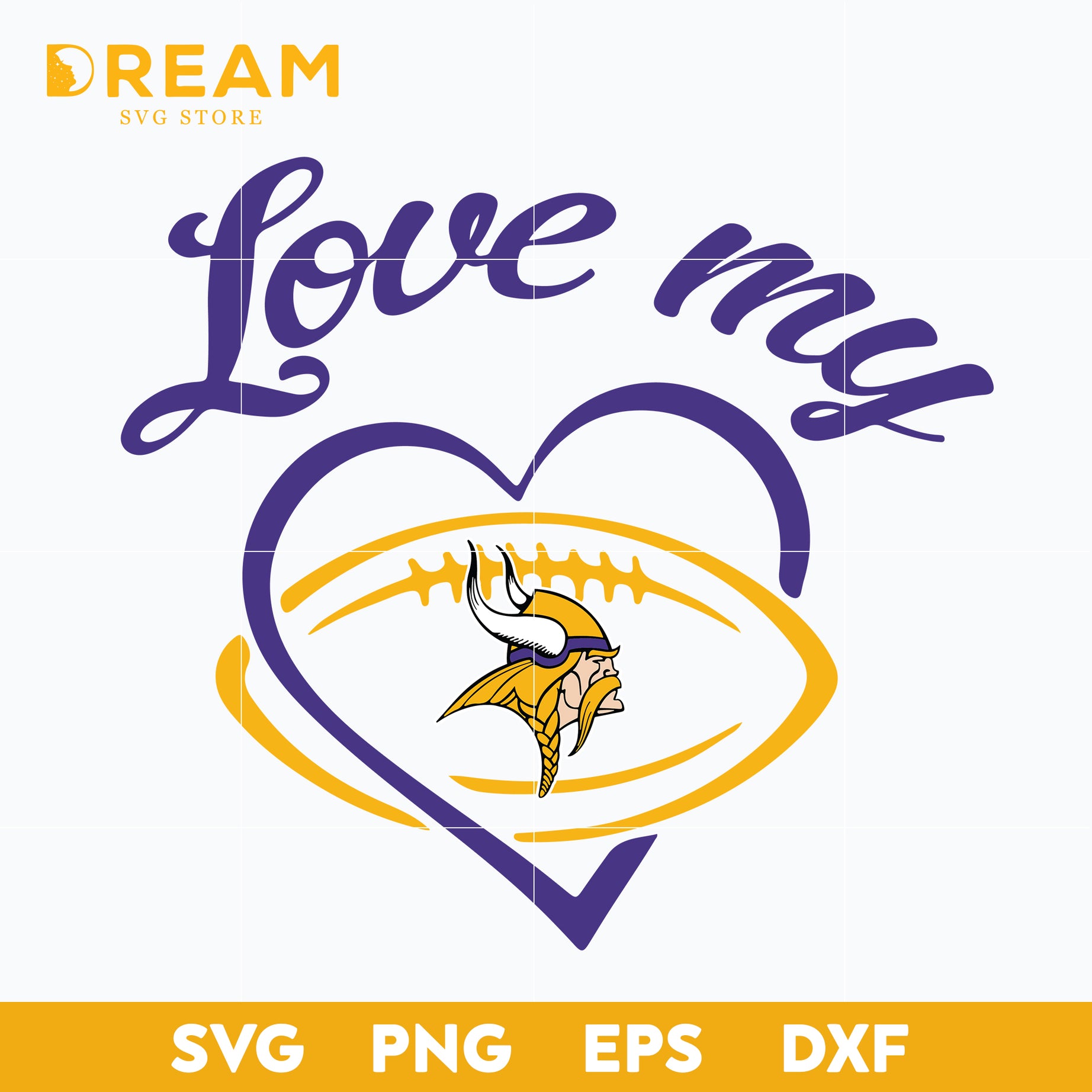 Love my Minnesota Vikings heart svg, Vikings heart svg, Nfl svg, png, dxf, eps digital file NFL2310203L